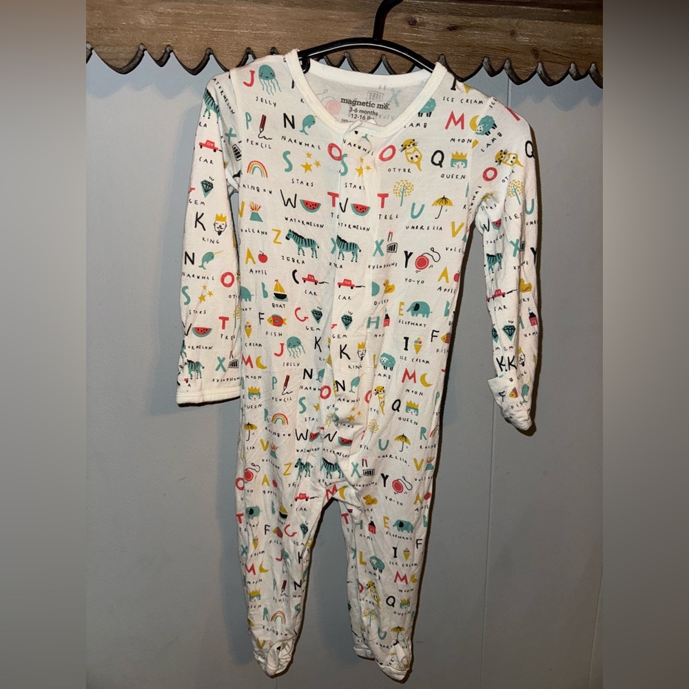 Magnetic Me Alphabet Print Kids Bamboo Footie